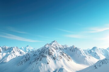 Fototapeta premium Breathtaking Panorama of Snow-Capped Mountains Under a Clear Blue Sky Inviting Adventure