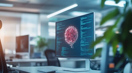 Computer Screen with Visualized Brain Data Concept