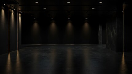 Empty elegant dark room at night with copy space