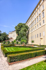 Prague, Czech Republic - July 16, 2024: Architectural details of buildings in and around the Prague Castle in the Czech Republic

