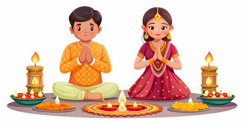 Flat Glossy Bhai Dooj Background with Festive Sweets: Close-Up Vector Illustration Showcasing Shiny Indian Treats on Decorative Plate for Celebratory Atmosphere