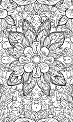Fototapeta premium carpet or tile pattern 2D illustrator doodle wallpaper