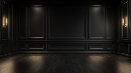 Empty elegant dark room at night with copy space