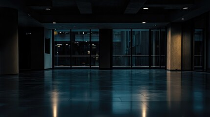 Empty elegant dark room at night with copy space