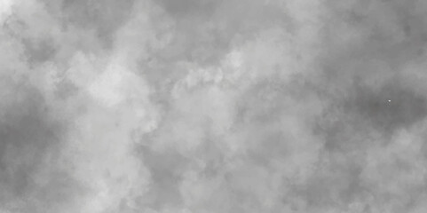 Abstract white and gray isolated cloud cumulus clouds. Gray aquarelle painted realistic fog or mist smoky textured canvas design. White and ash messy wall stucco texture background.