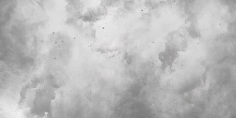 Abstract white and gray isolated cloud cumulus clouds. Gray aquarelle painted realistic fog or mist smoky textured canvas design. White and ash messy wall stucco texture background.