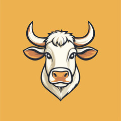 mascot cow head simple and minimalist logo,icon