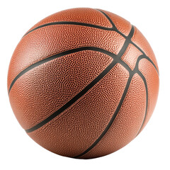 Fototapeta premium Basketball resting on a gym floor in daylight, cutout transparent png