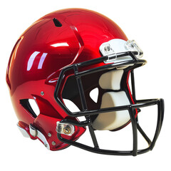 Fototapeta premium Bright red football helmet with glossy finish, cutout transparent png