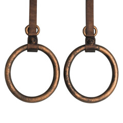 Dual brass rings with straps for gym workouts, cutout transparent png