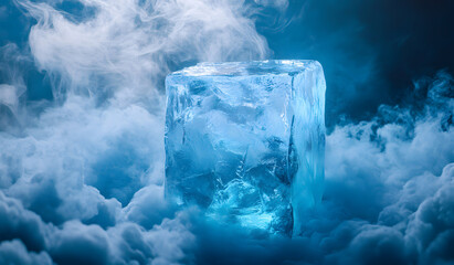A glass of Ice Cubes with a Misty Background design