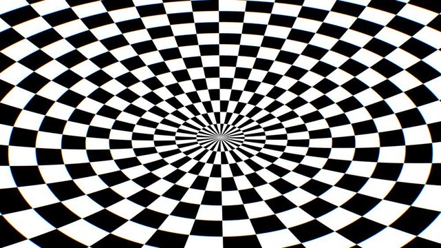 Crazy Optical Illusion Black And White Radial Circular Pattern Moves - 4K Seamless VJ Loop Motion Background Animation