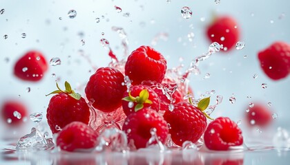 strawberry falling into water