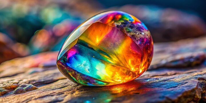 Stunning Apache Tears Crystal on Natural Stone Background with Unique Texture and Reflective Surface