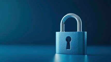 Fototapeta premium Blue Padlock on Blue Background