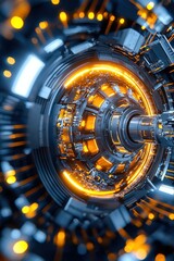 Futuristic Technology Abstract Background in Orange Glow