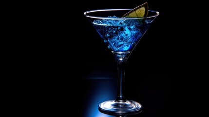Blue Martini Cocktail with Lime Garnish