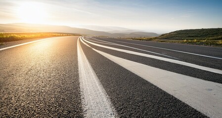Fototapeta premium Paisaje de carretera en medio de las montañas vista central. IA generative