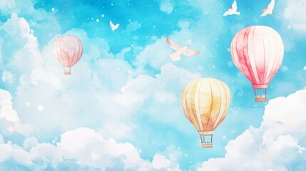 Fototapeta premium Serene Sky with Hot Air Balloons