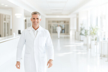 Fototapeta premium Middle-aged doctor in modern hospital