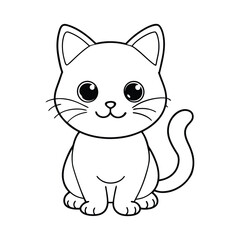 Obraz premium Cute Chibi Cat Line Art Hand Drawn Kawaii Kids Coloring Book Illustration