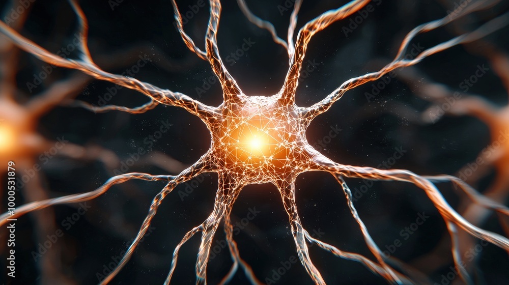 Poster abstract neuron network ai technology brain science digital