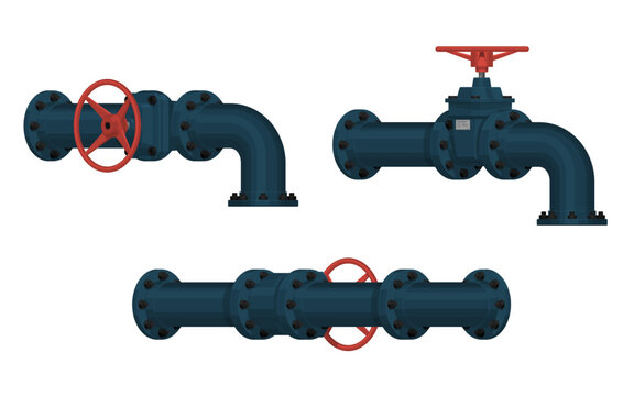 set of gate valve on white background