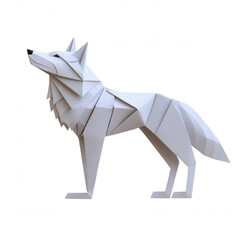 Minimalistic Wolf 3D Model Standing Upright.