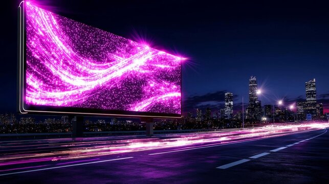 A large billboard on a busy boulevard promoting a 'Flash Sale Frenzy' with dynamic visuals and attention-grabbing text