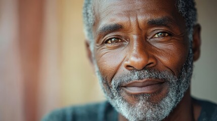 Close up Portrait of a Senior Black Man with Grey Hair and a Beard