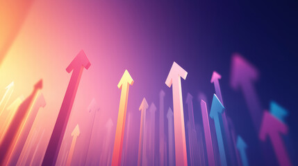 Multiple Arrows Pointing Up Representing Business Growth Trend