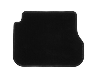 One black car mat isolated on white, top view