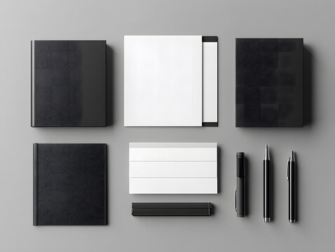 Blank Office Stationery Set - Clipboard, Envelope, and Paper Mockup design