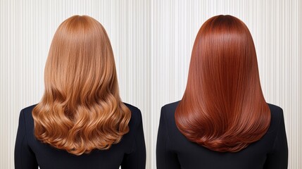 Fototapeta premium Hair Transformation Before and After Treatment Salon Shine Healthy Hair
