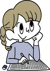 作文の宿題をする女の子