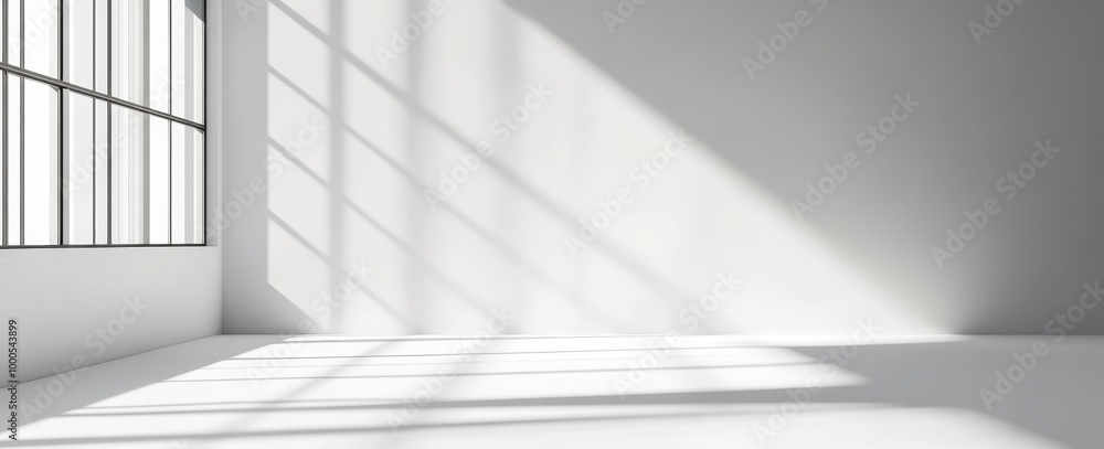 Aufkleber white wall with window light and shadow. abstract background. white wall with window light and shado
