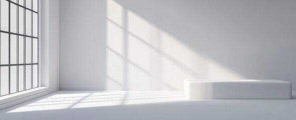 Obraz premium White wall with window light and shadow. Abstract background. white wall with window light and shadows. abstract background. 