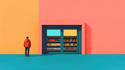 Mockup of a storefront window with advertisements or promotions, perfect for retail and service-based businesses to create an engaging storefront display. High resolution Illustration, in the style