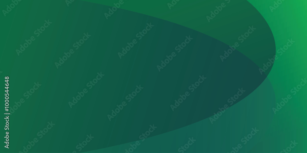 Wall mural abstract green geometric curves on green gradient background. dynamic shapes composition. vector ill