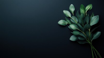 Obraz premium A cluster of green leaves arranged on a dark background for aesthetic appeal.
