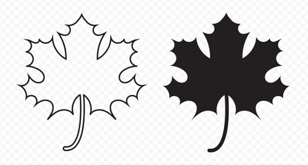 Maple leaf vector icon set. Maple leaf vector . Canada symbol maple leaf clip art. Red , black maple leaf. Canada flag. silhouettes , isolated on transparent background, used for mobile, app, logo