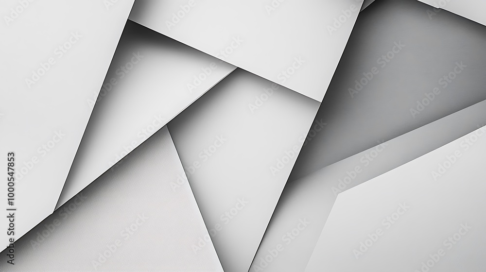 Poster abstract geometric pattern of overlapping white shapes