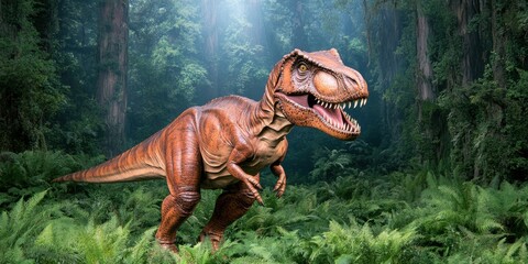 Obraz premium Tyrannosaurus Rex Dinosaur in Lush Jungle
