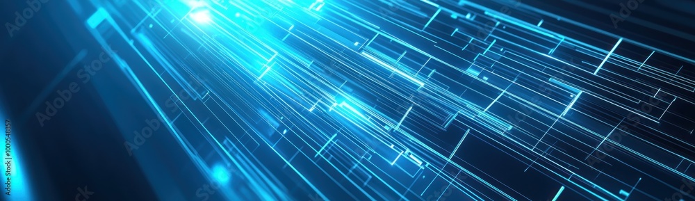 Poster Abstract digital background with glowing lines and particles, suggesting technology and data flow.