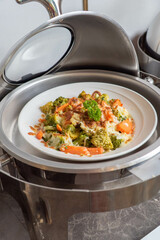 Baked Three-Color Vegetables with Cheese: A Healthy and Colorful Breakfast Dish for Hotel Dining