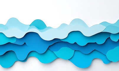 Fototapeta premium Abstract Paper Waves in Blue Hues