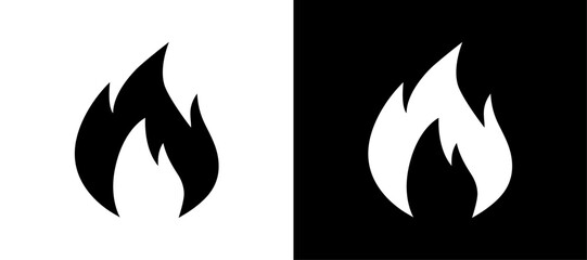 Contrasting flame icons in black and white showcasing symmetrical designs