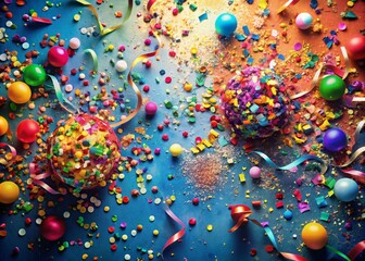 Vibrant Celebration Graphic with Colorful Confetti and Festive Elements for Joyous Occasions