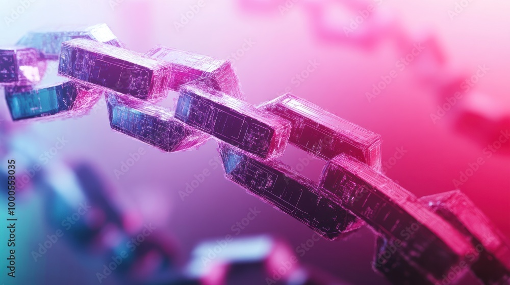 Poster abstract representation of interconnected links, symbolizing blockchain technology.