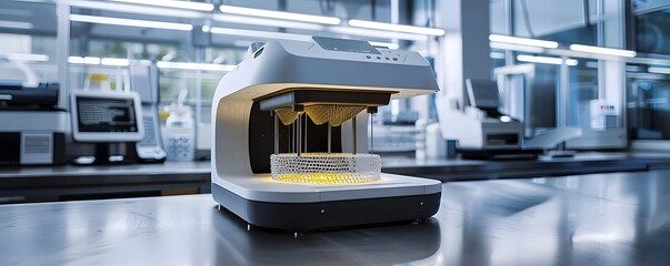 Advanced 3D printer in a modern laboratory setting, showcasing the fusion of technology and innovation in manufacturing.